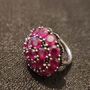 Elegant Silver and Pink Gemstone Ring
